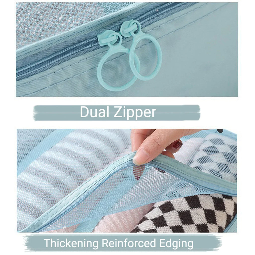 Mesh Travel Packing Cubes – Luggage Organizer Set for Suitcase Storage