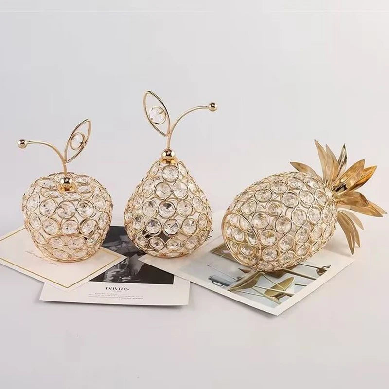 Crystal Rhinestone Apple Ornament – Sparkling Miniature Decor for Home
