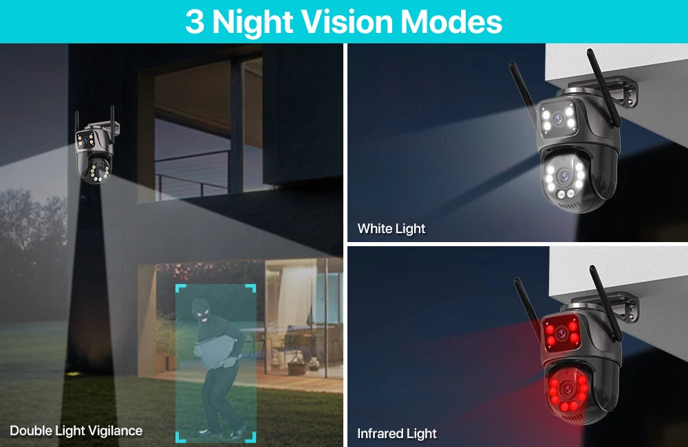 4K 8MP Dual Lens PTZ Camera – Outdoor AI Auto Tracking for Security Surveillance