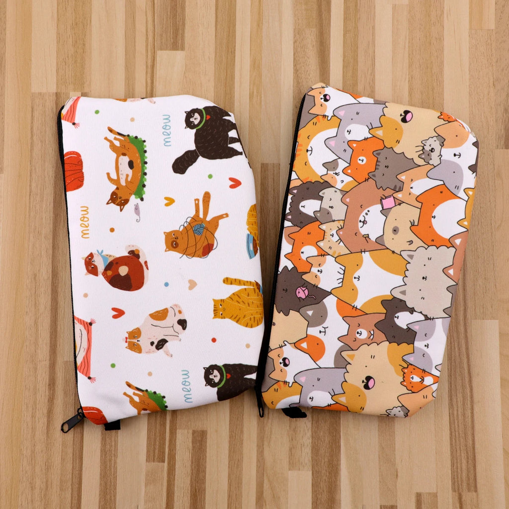 Large Animal Makeup Bag – Flamingo Cat Print Organizer for Travel Cosmetics