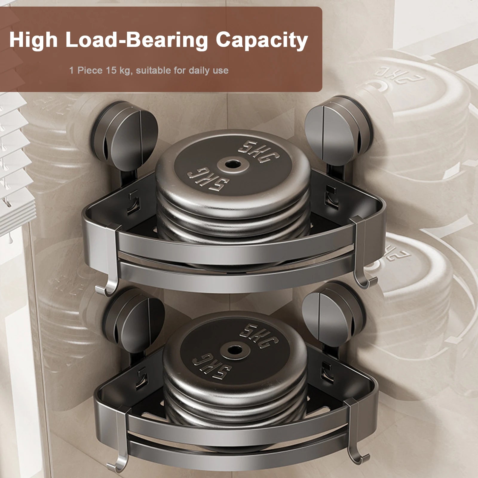 Bathroom Corner Shelf – Wall Mounted Shower Rack for Shampoo Storage