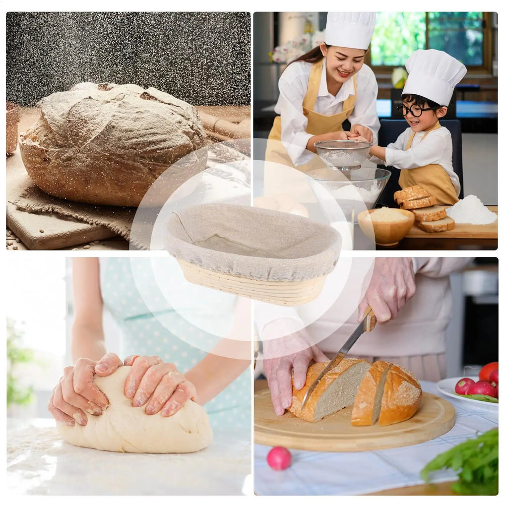 Oval Rattan Proofing Basket – Handmade Dough Rising Bowl for Sourdough Baking