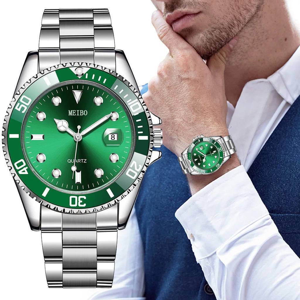 Hip Hop Mens Wristwatch – Luxury Sport Analog Watch and Bracelet Set