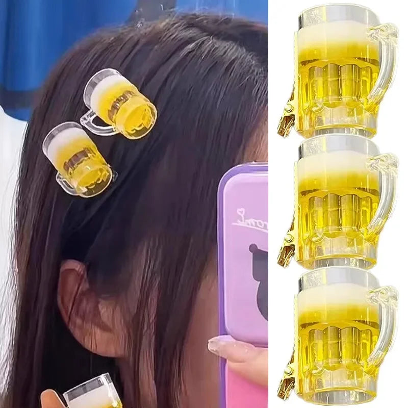 Beer Shaped Hair Clips – Creative Novelty Barrettes for Party Hairstyling