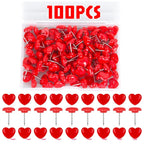 Heart Push Pins – Decorative Red Thumbtacks for Cork Boards and Office Decor