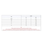 Size chart with measurements in centimeters and inches for sizes XXXS to XL, home essentials guide
