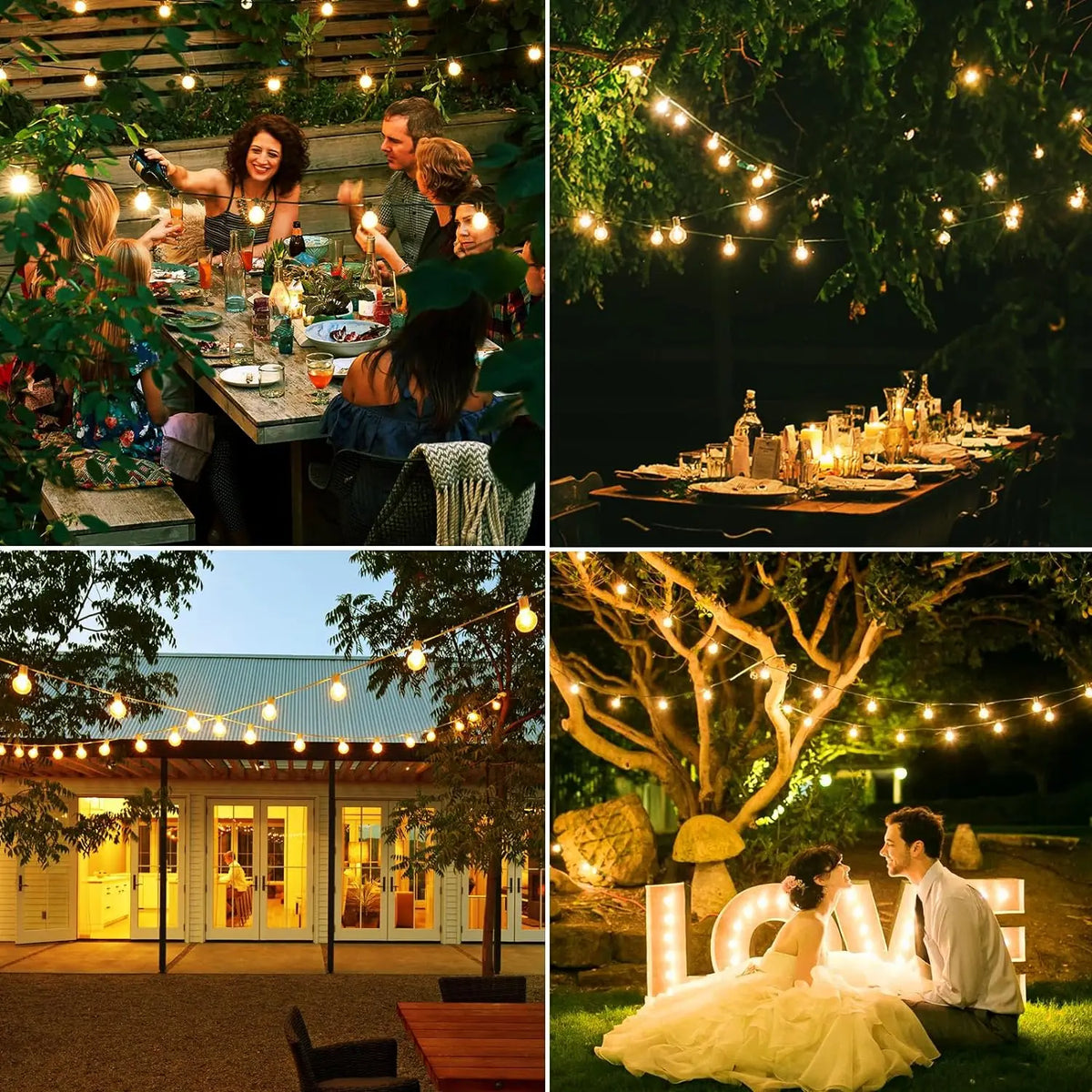 G40 Solar LED String Lights – Weatherproof Shatterproof Decor for Patio