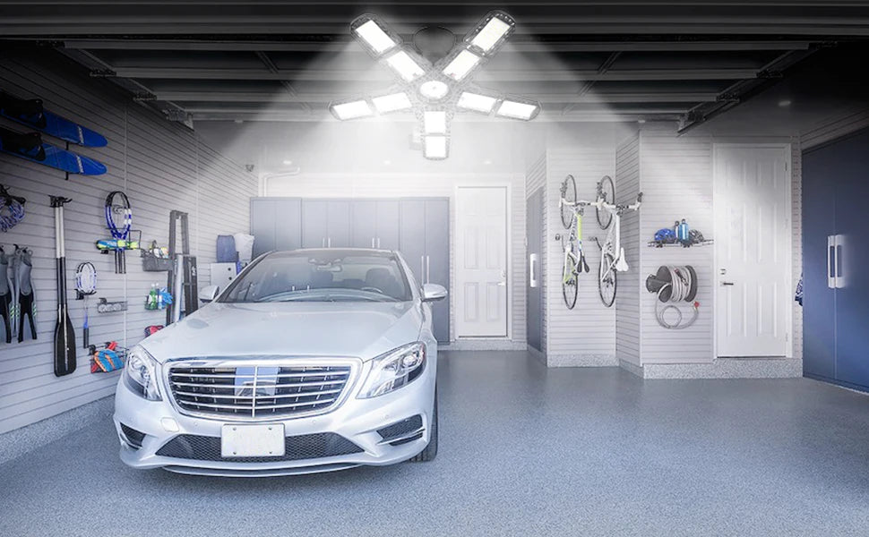 LED Garage Light – 11 Adjustable Panels for Workshop Industrial Lighting