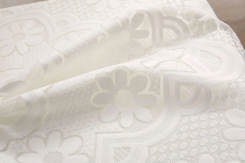 Embroidered Lace Tablecloth – Vintage White Floral Cover for Wedding Party