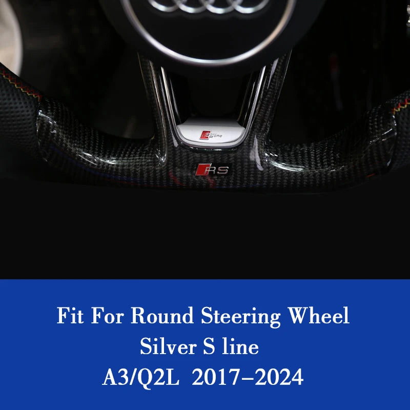 Aluminum S-Line Steering Wheel Emblem – Decorative Car Interior Accessory
