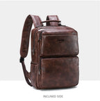 Split Leather Laptop Backpack – Large 14 Inch Travel Bag for Men