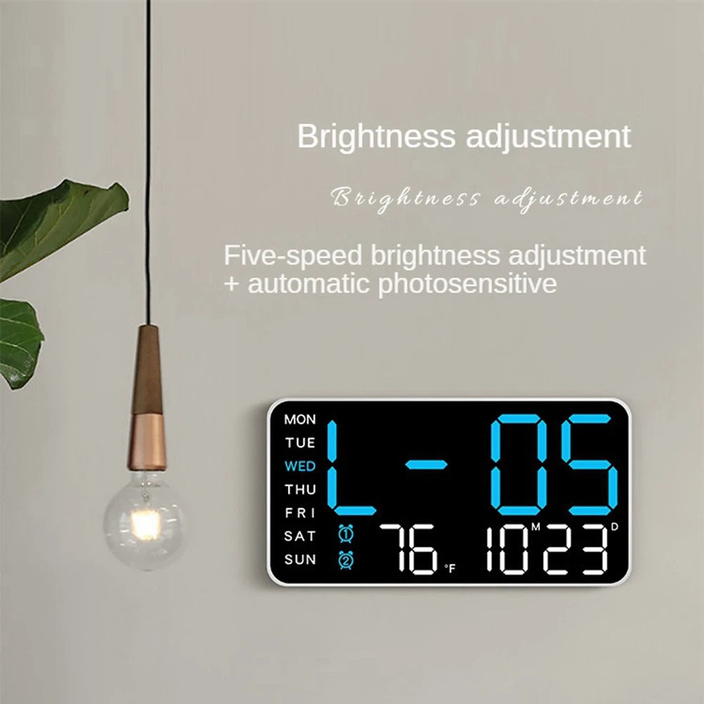 LED Digital Wall Clock – Temperature and Date Display for Home Office