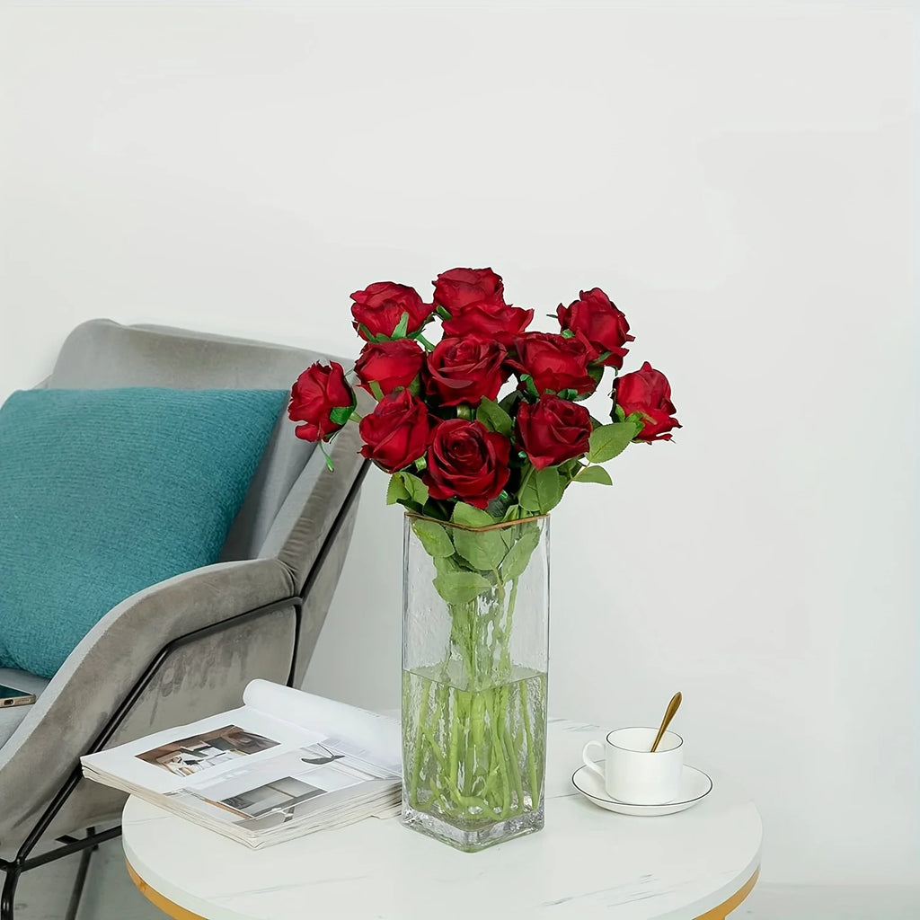 Realistic Artificial Rose Bouquet – Silk Floral Arrangements for Home Decor