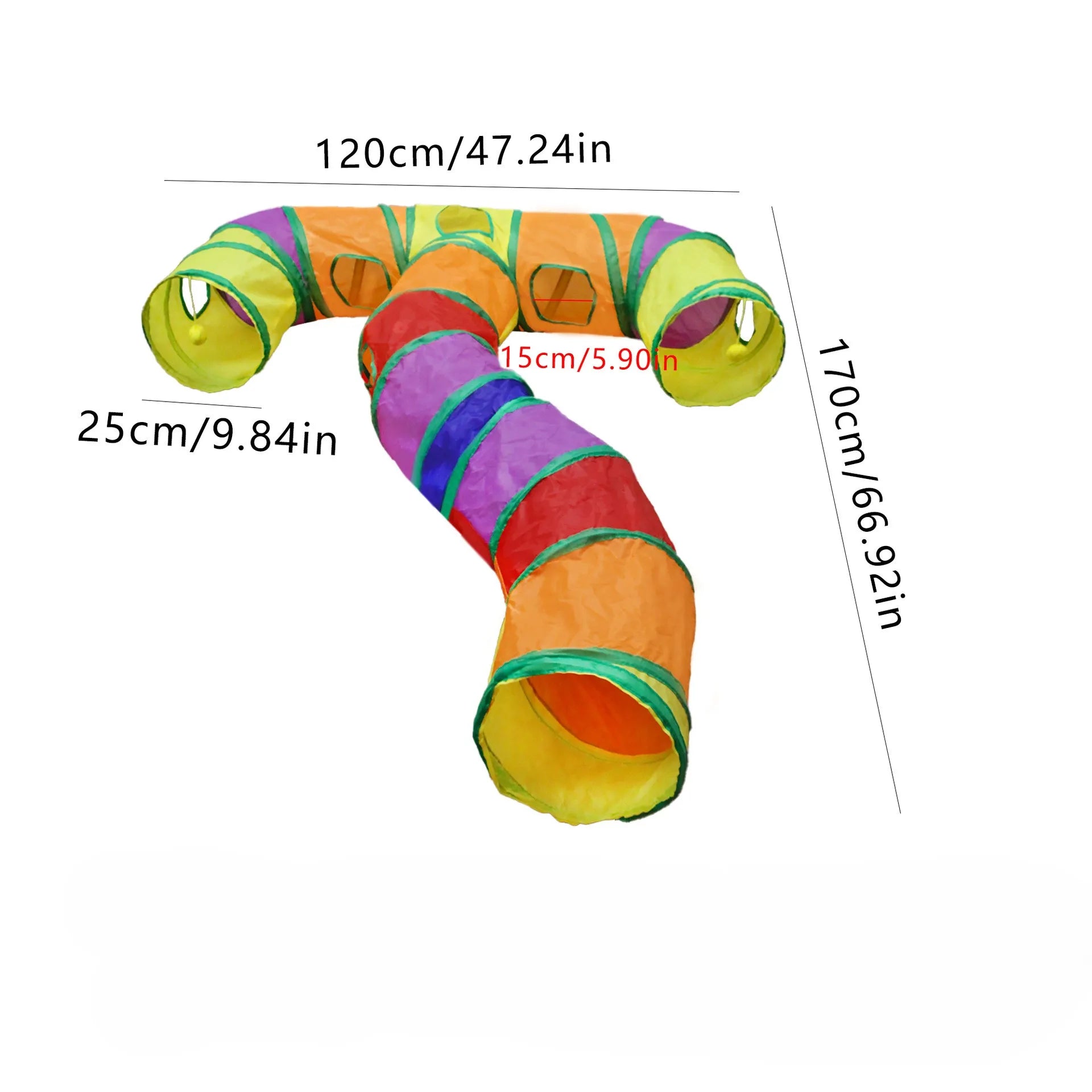 Foldable Rainbow Pet Tunnel – Multi-Exit Interactive Toy for Active Cats