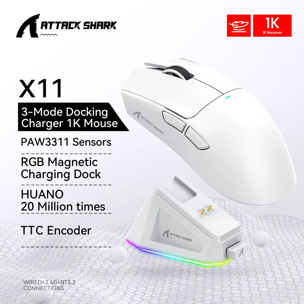 Wireless Gaming Mouse – PAW3311 RGB Optical Sensor for PC Esports