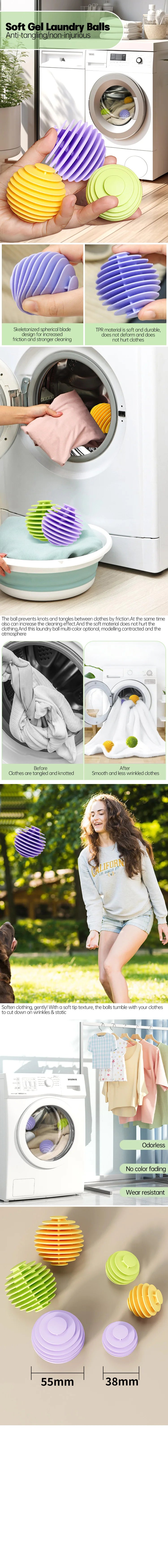 Reusable Silicone Laundry Ball – Anti-Wrap Cleaning Tool for Washing Machines