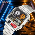 Square Stainless Steel Digital Watch – Temperature Gauge for Men's Sports
