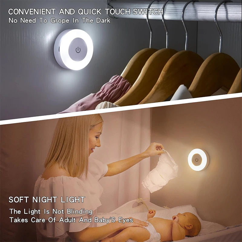 Portable LED Baby Night Light – Rechargeable Dimmable Lamp for Nursery