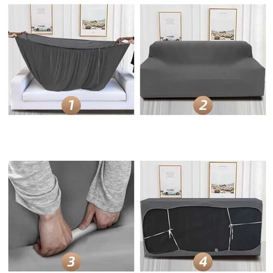 Stretch Milk Silk Sofa Cover – Fitted Couch Slipcover for Living Room Furniture