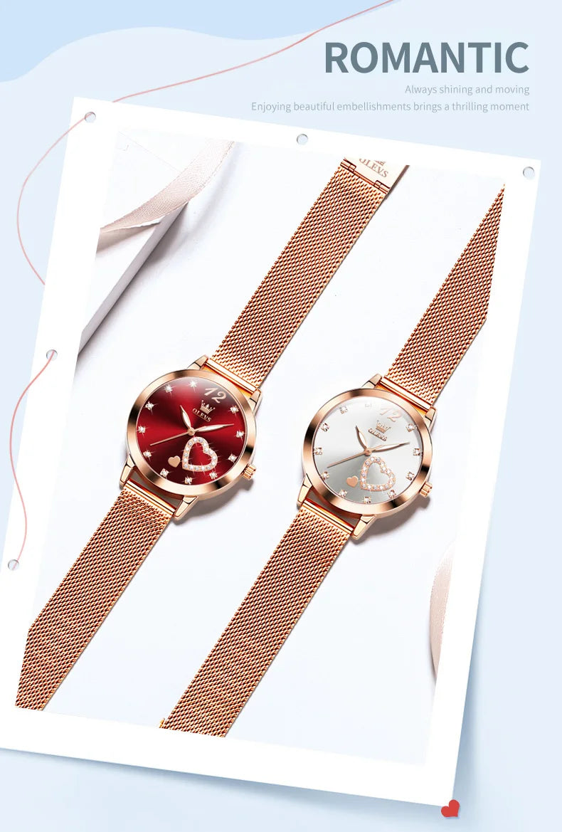 Quartz Women's Watch – Milanese Mesh Band with Diamond Accents for Daily Wear