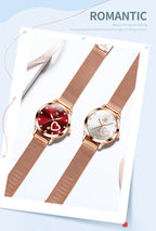 Quartz Women's Watch – Milanese Mesh Band with Diamond Accents for Daily Wear