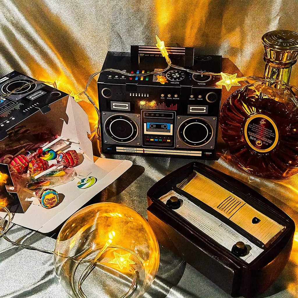 Retro Boom Box Candy Boxes – Paper Gift Containers for 80s 90s Hip Hop Parties