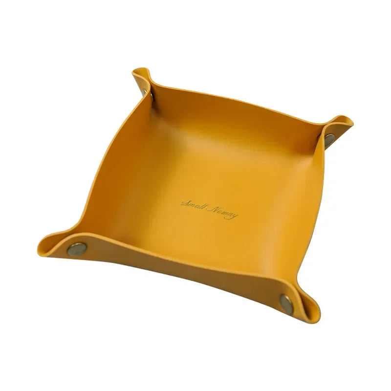 Folding Leather Storage Tray – Nordic Desktop Organizer for Jewelry and Keys