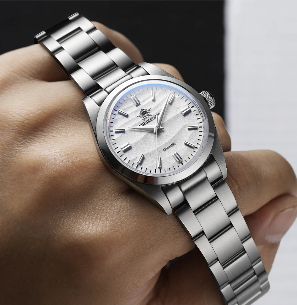 ADDIESDIVE 36mm Quartz Watch – Stainless Steel Sand Dial for Everyday Wear