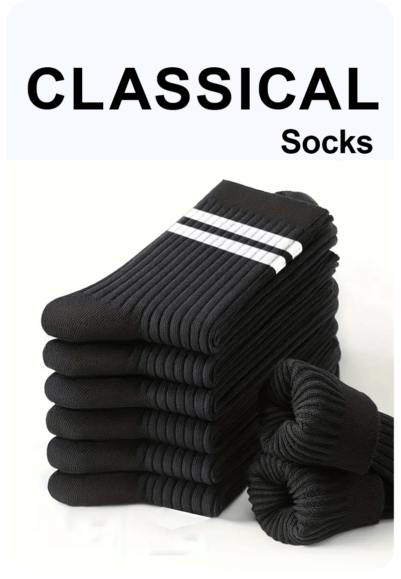 Striped Mid Tube Socks – Breathable Cotton Casual Footwear for Men