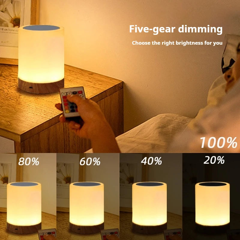 Smart RGB Touch Bedside Lamp – USB Rechargeable Night Light for Bedroom Decor