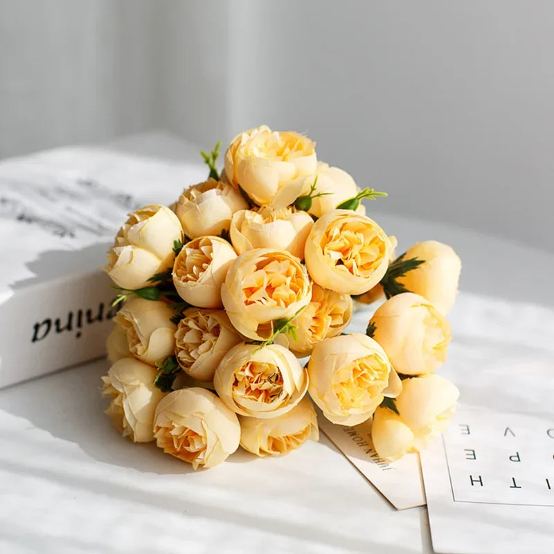 Silk Peony and Rose Bouquet – Artificial Floral Arrangement for Home Wedding