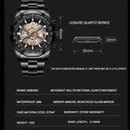 Stainless Steel Quartz Watch – Waterproof Luminous Calendar for Business Men