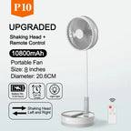 Folding Portable Desk Fan – 10800mAh Rechargeable Air Cooler for Camping