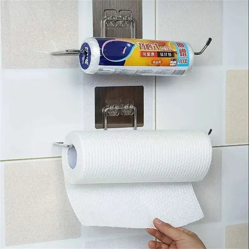 Adhesive Paper Towel Holder – Wall Mounted Rack for Kitchen Storage