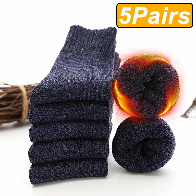 Thermal Terry Winter Socks – Thick Unisex Crew for Cold Weather