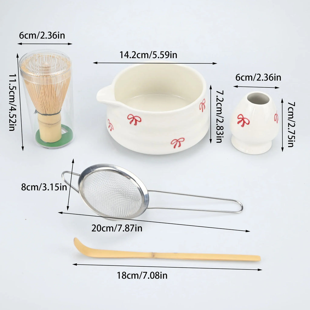Matcha Whisk Set – Ceramic Bow Tea Bowl for Traditional Japanese Tea Ceremony