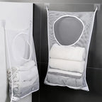 Foldable Mesh Laundry Basket – Wall Hanging Storage for Bathroom Organization