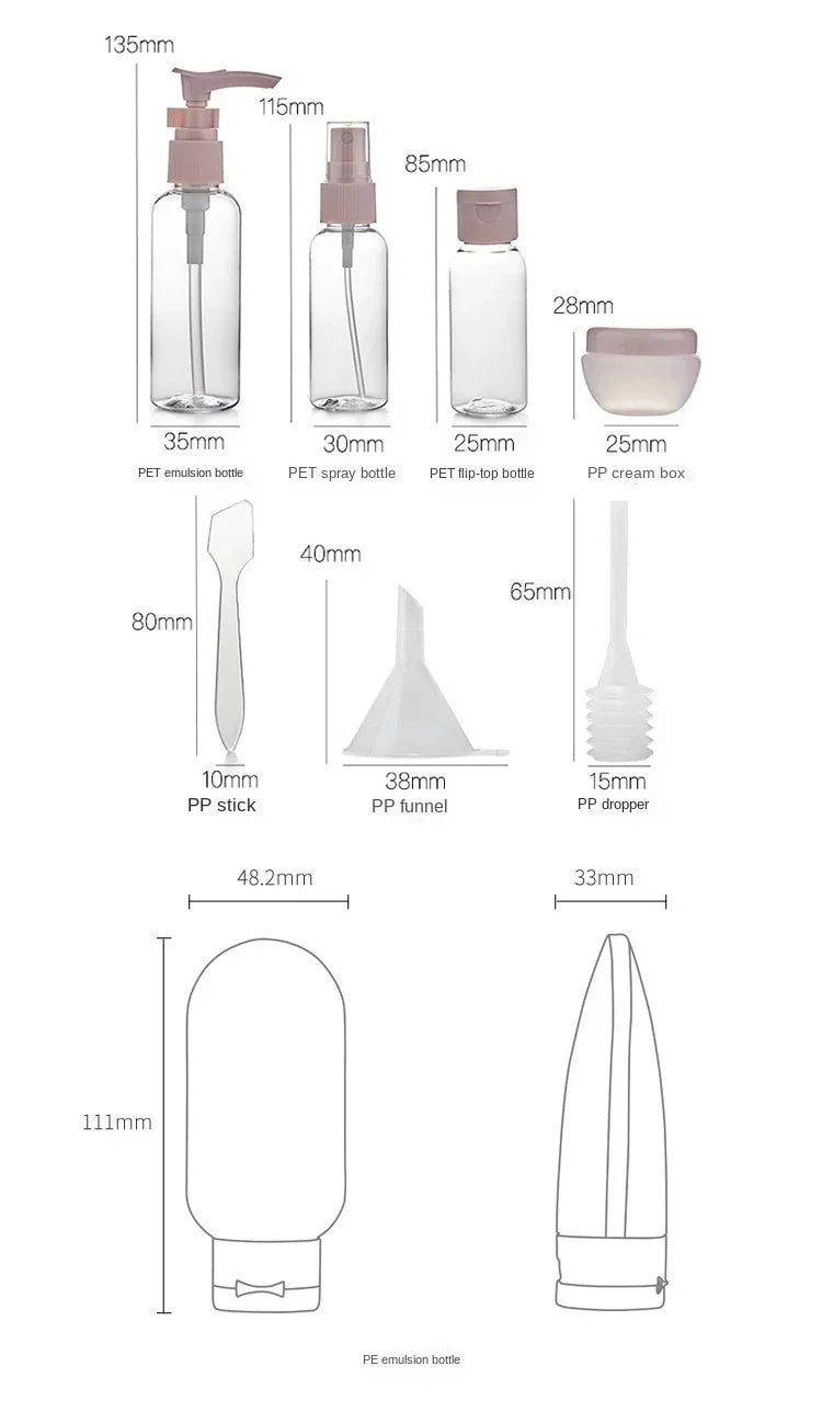 Silicone Travel Bottle Set – Refillable Leakproof Liquid Containers for Toiletries
