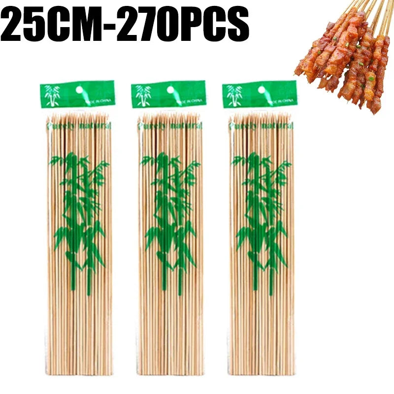 Natural Bamboo Skewers – Disposable Sticks for Grilling and BBQ Appetizers
