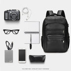 PU Leather USB Charging Laptop Backpack – Large Travel Bag for Men and Students