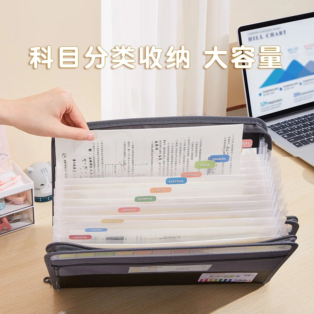 Accordion File Organizer – 13 Pockets with Zipper for School and Office
