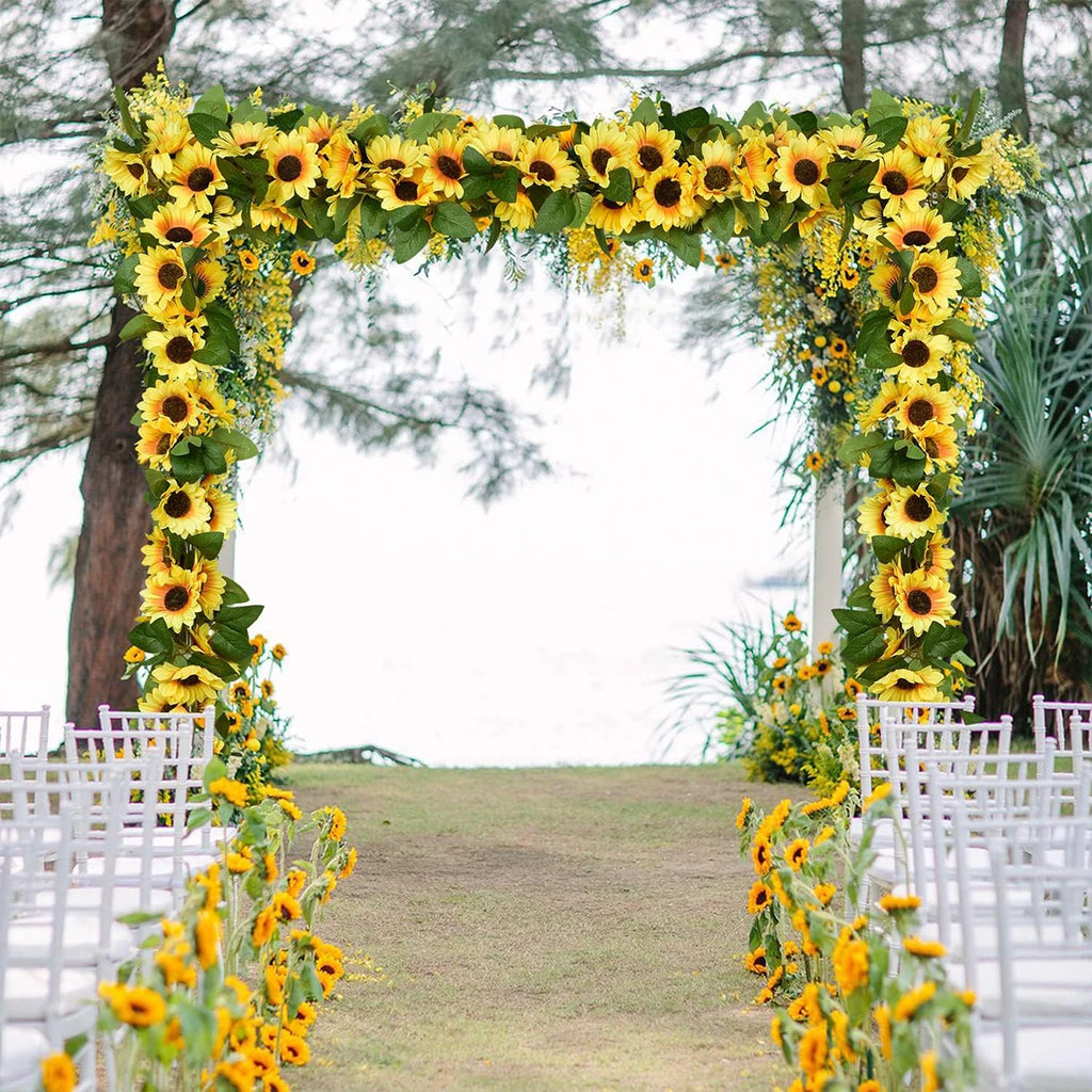 Artificial Sunflower Vine – Silk Garland for Wedding Home Garden Decor