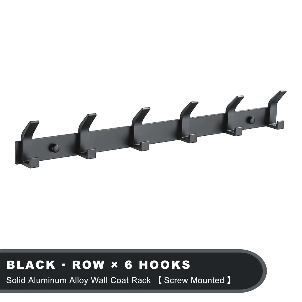 Wall Mounted Coat Rack – Matte Black Clothes Hook for Bathroom and Entryway