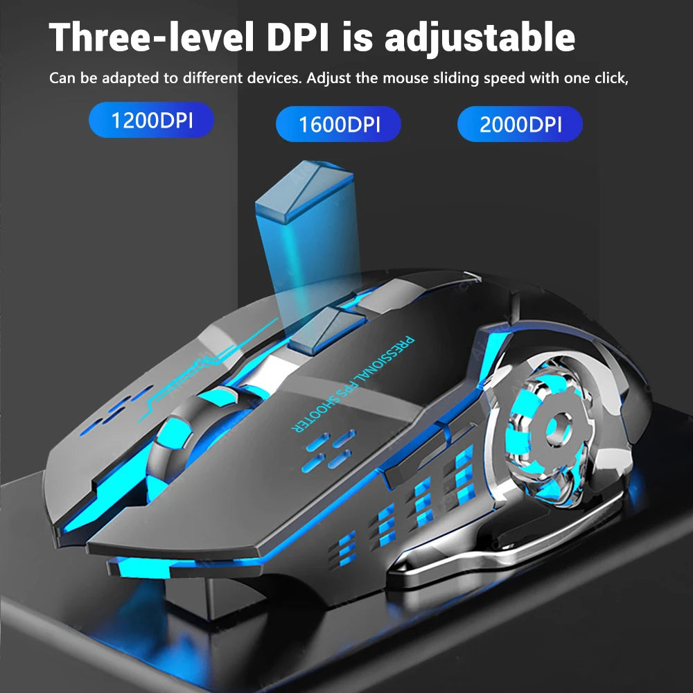 Wireless Gaming Mouse – Silent Bluetooth Mechanical PC Mouse for E-Sports