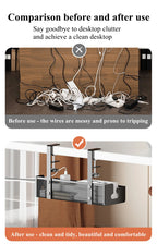 Extendable Metal Cable Tray – Clamp-On Cord Organizer for Office Desk