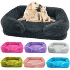 Plush Rectangular Dog Bed – Washable Fluffy Pet Cushion for Small to Large Dogs