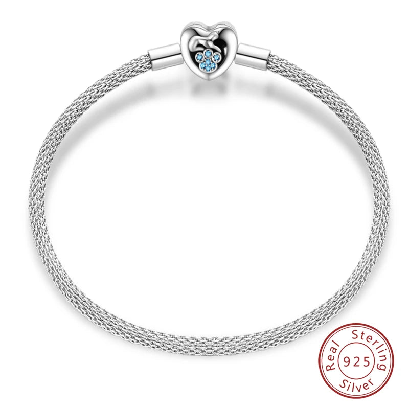 925 Sterling Silver Charm Bracelet – Adjustable Green Zircon for Birthday Gifts