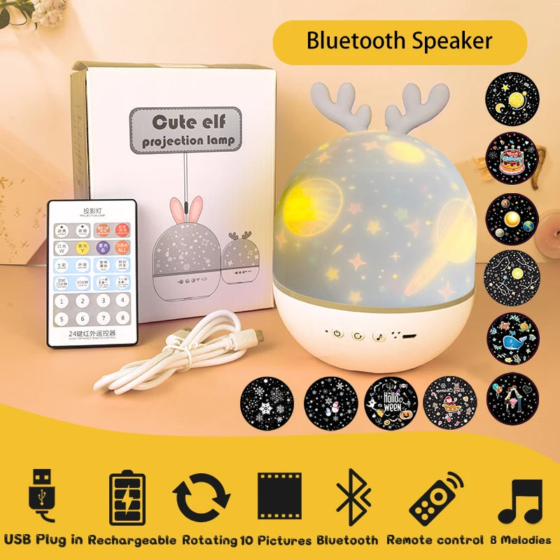 Rotating Galaxy Music Projector – Bluetooth LED Night Light for Kids Bedroom