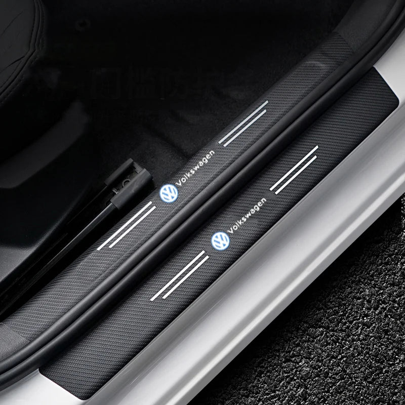 Carbon Fiber Door Sill Stickers – Protective Threshold Decals for Volkswagen