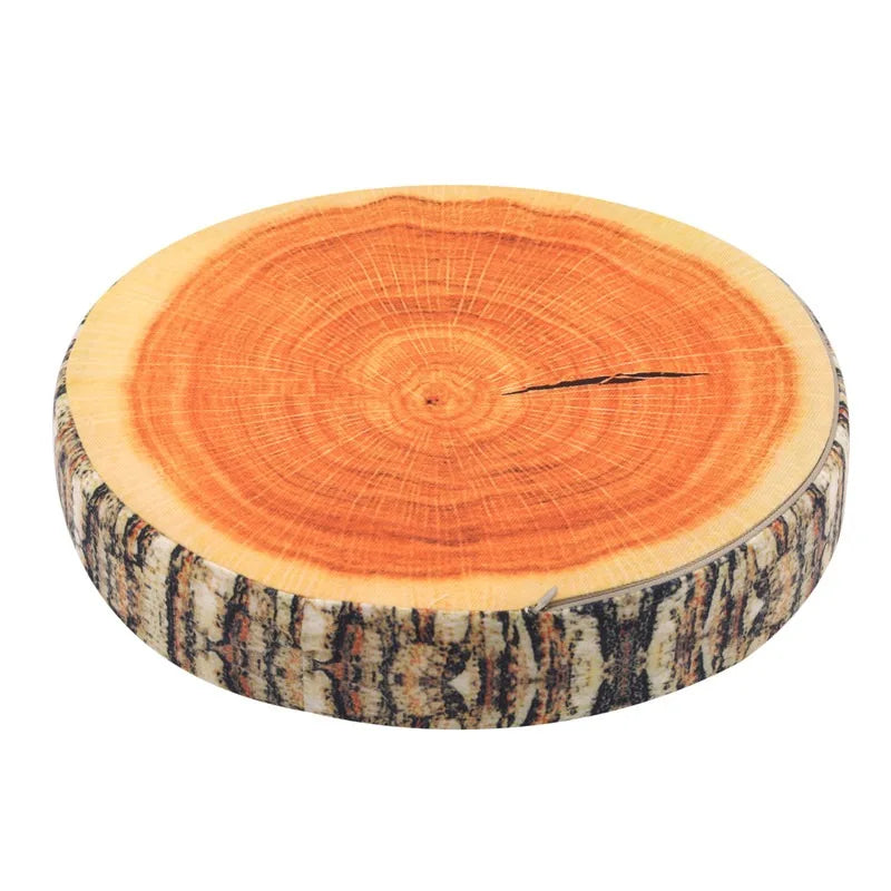 Stump Shaped Decorative Pillow – Soft Wood Grain Cushion for Home and Car Decor